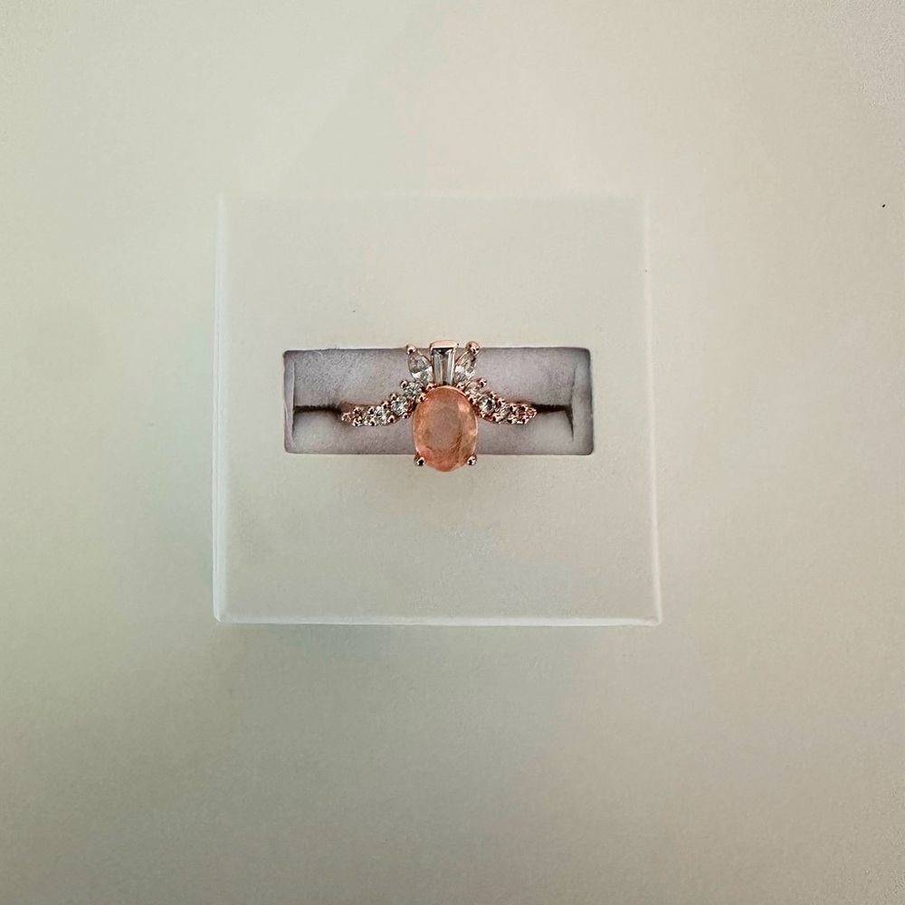 Bomb Party “Something About Us” Lab Created Peach Tourmaline Ring